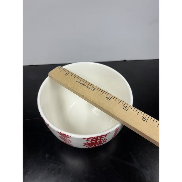 Crate & Barrel Holiday Flower Snowflake Nesting Serving Mixing Bowls EUC - Picture 11 of 13